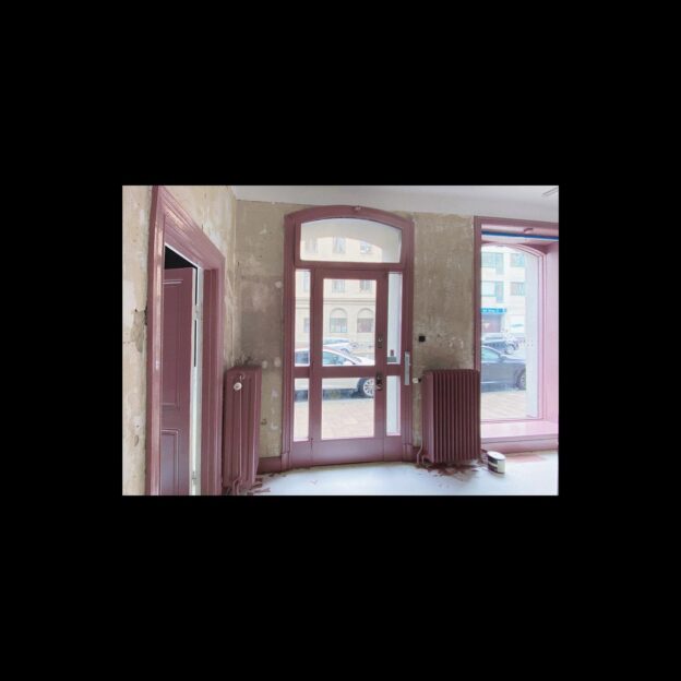 Sulking Room Pink in full gloss from Farrow & Ball now on the details in our showroom.